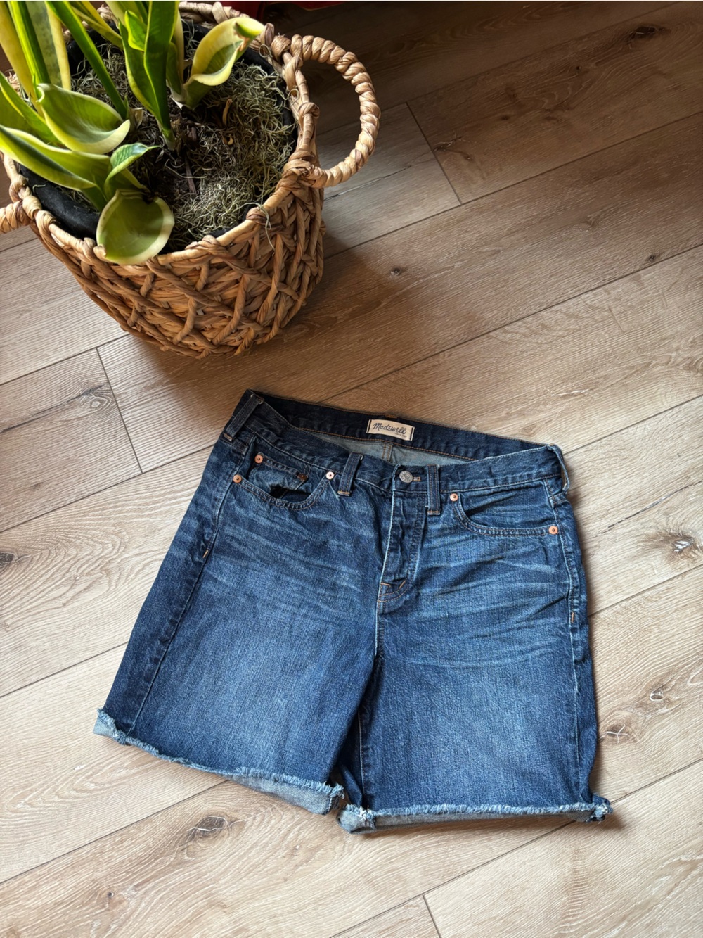 Madewell Dark Blue Denim Cutoff Jeans